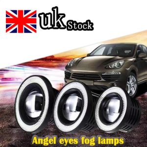 64/76/89mm Angel Eyes Halo Car LED Headlight Fog Lights Lamp Projector DRL COB